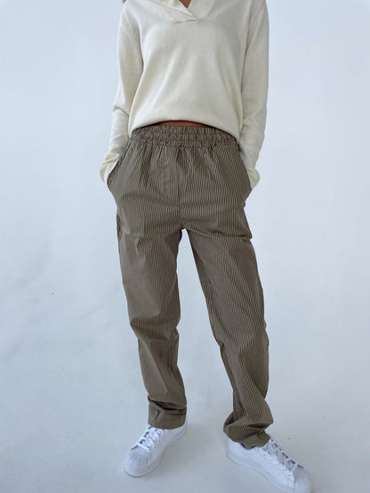 Zuri pants with stripes - Khaki/beige