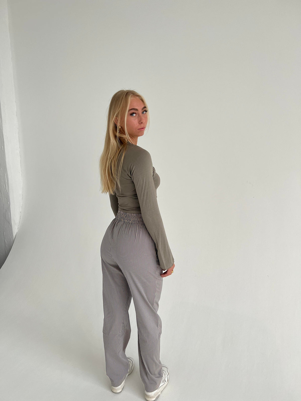 Zuri pants with stripes - Blue/beige