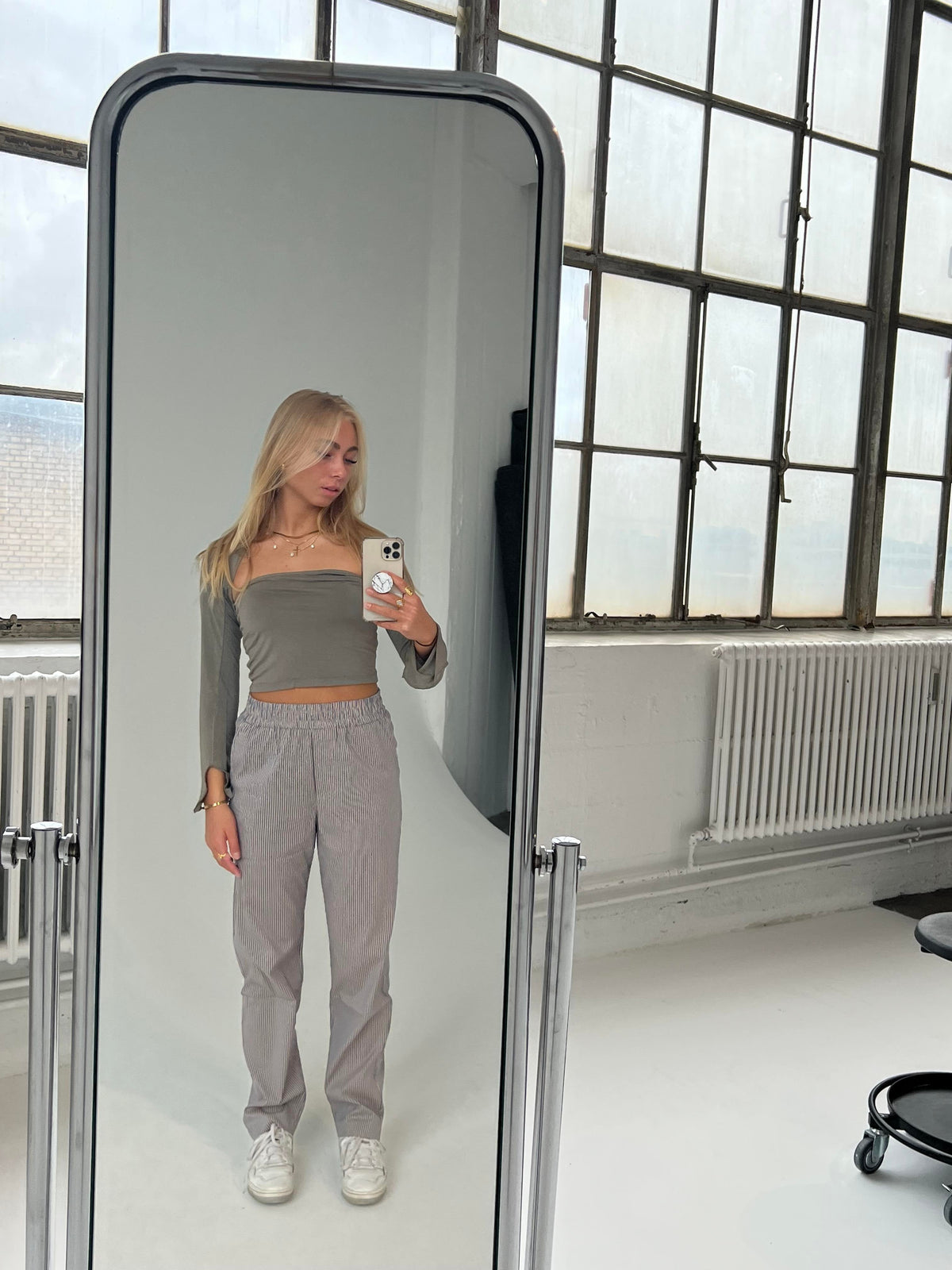 Zuri pants with stripes - Blue/beige