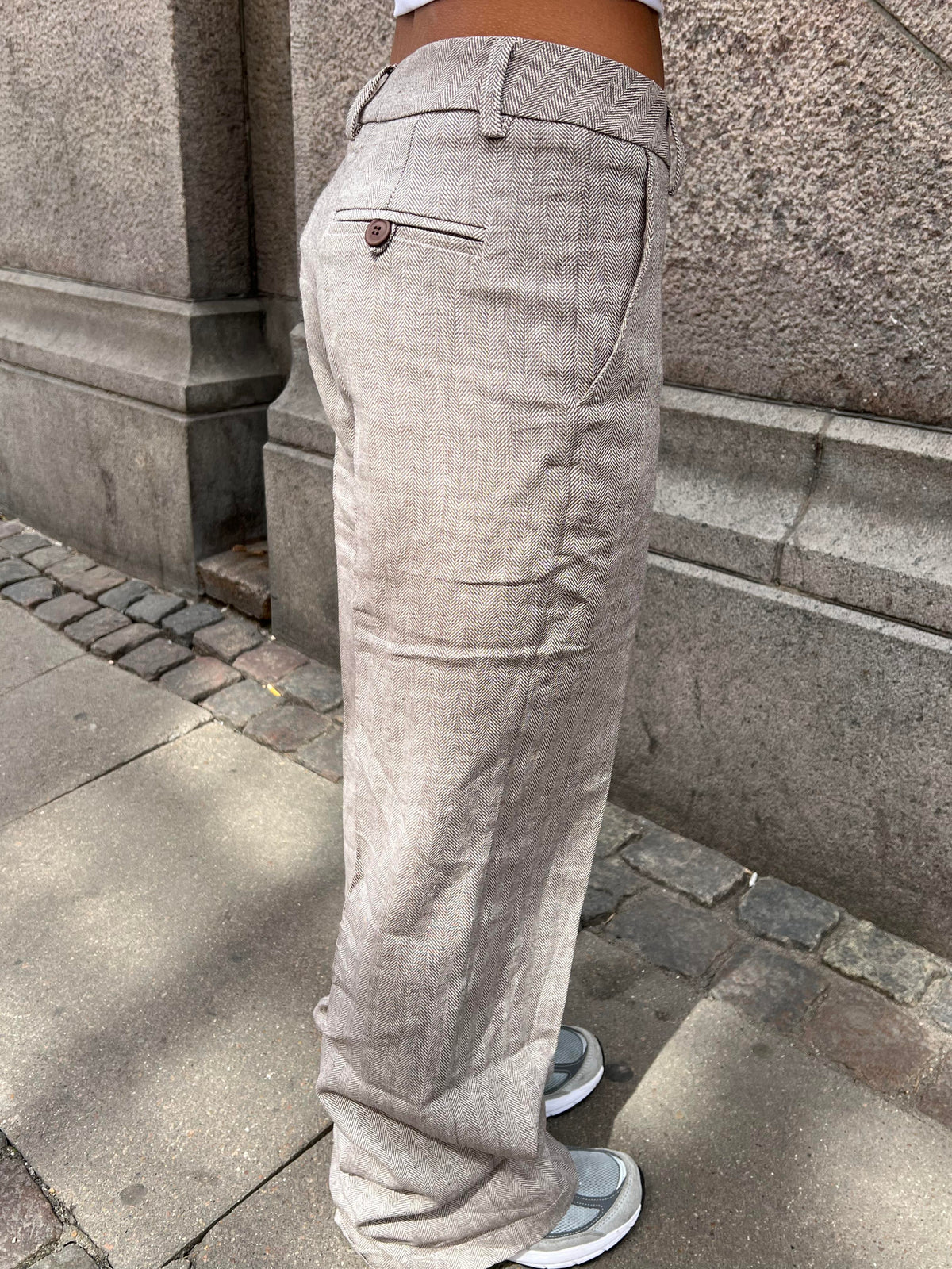 Herringbone pants - Brown/white