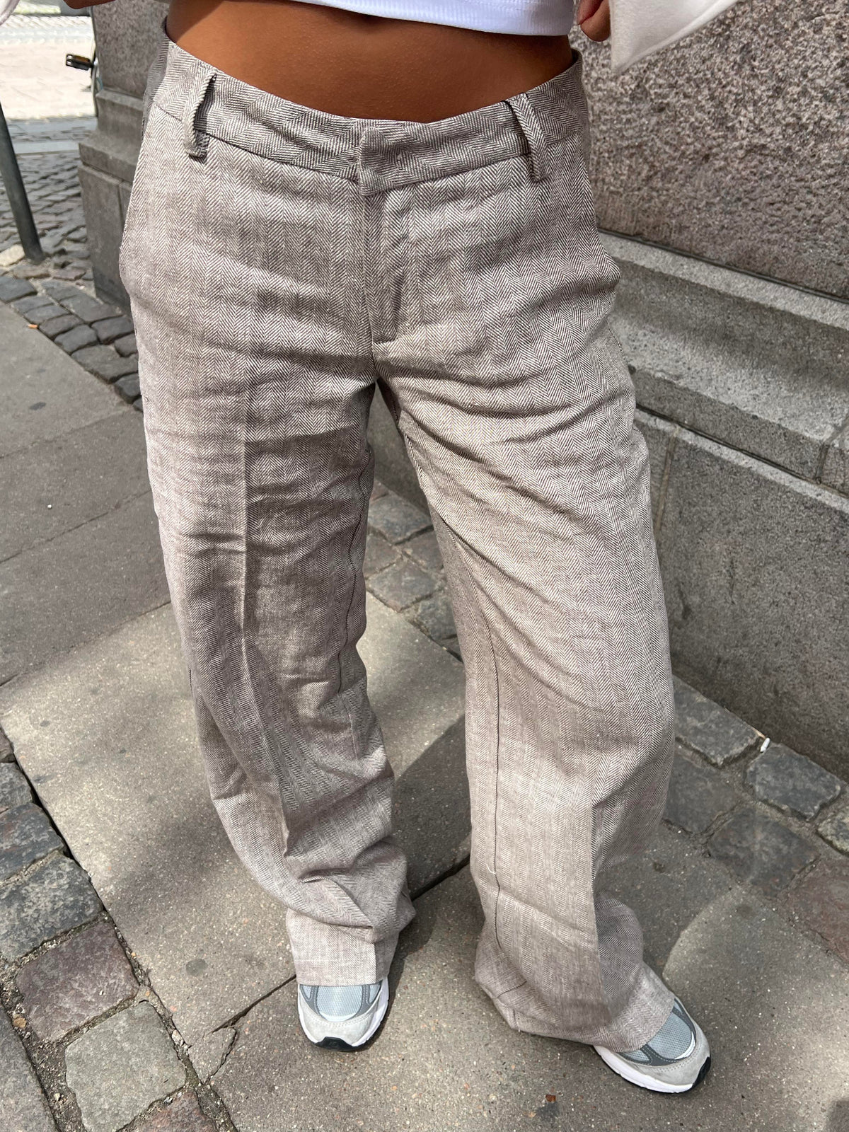 Herringbone pants - Brown/white