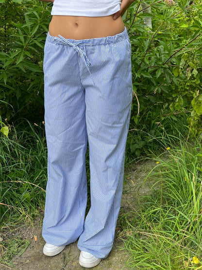 Adina low waisted pants with stripes - Blue