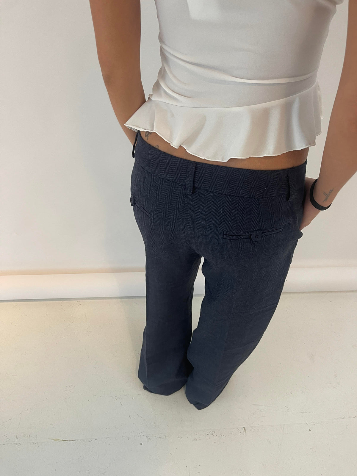 Herringbone pants - Navy