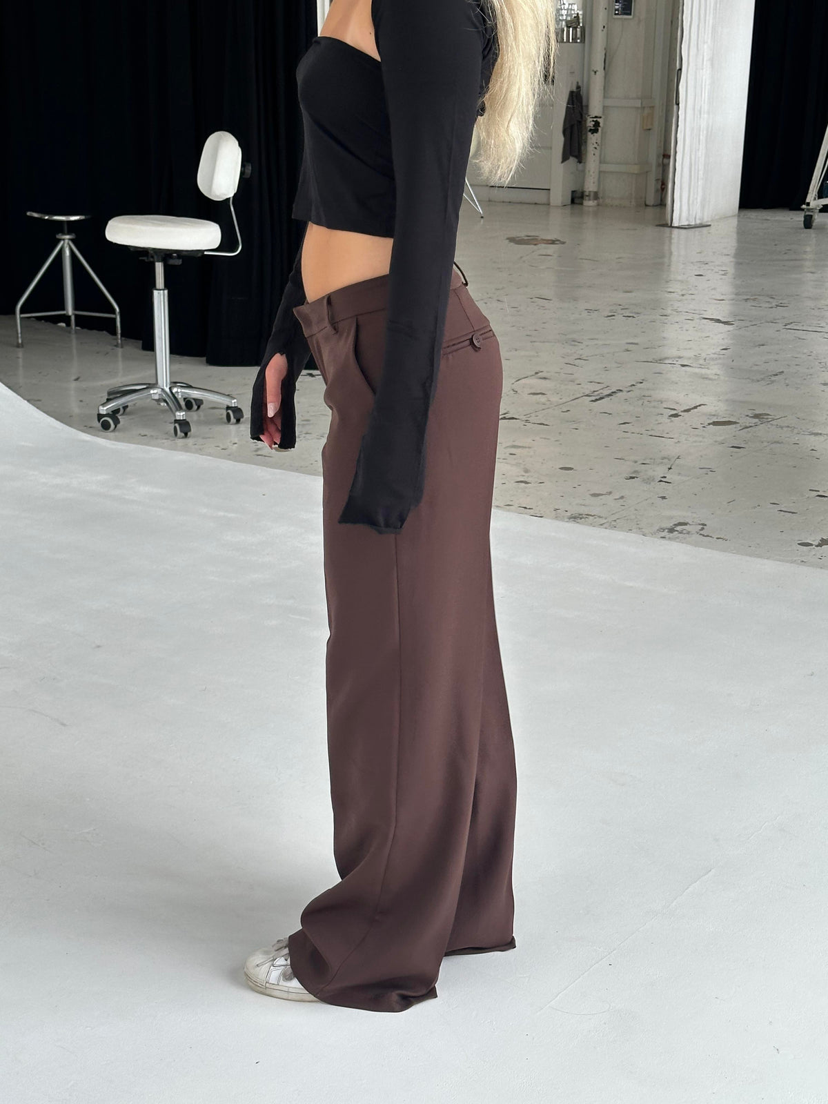Britney low waisted suit pants - Brown