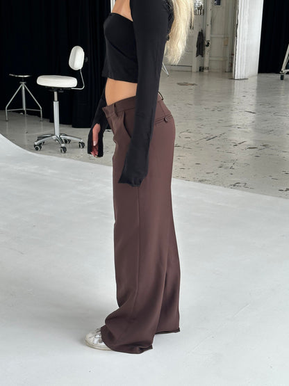 Britney low waisted suit pants - Brown