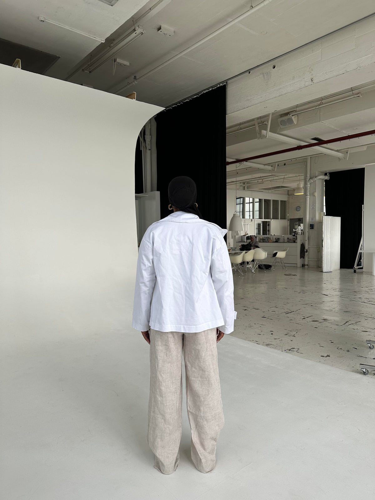 Milana linen pants - beige/white stripes