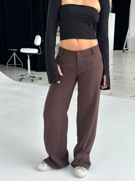Britney low waisted suit pants - Brown