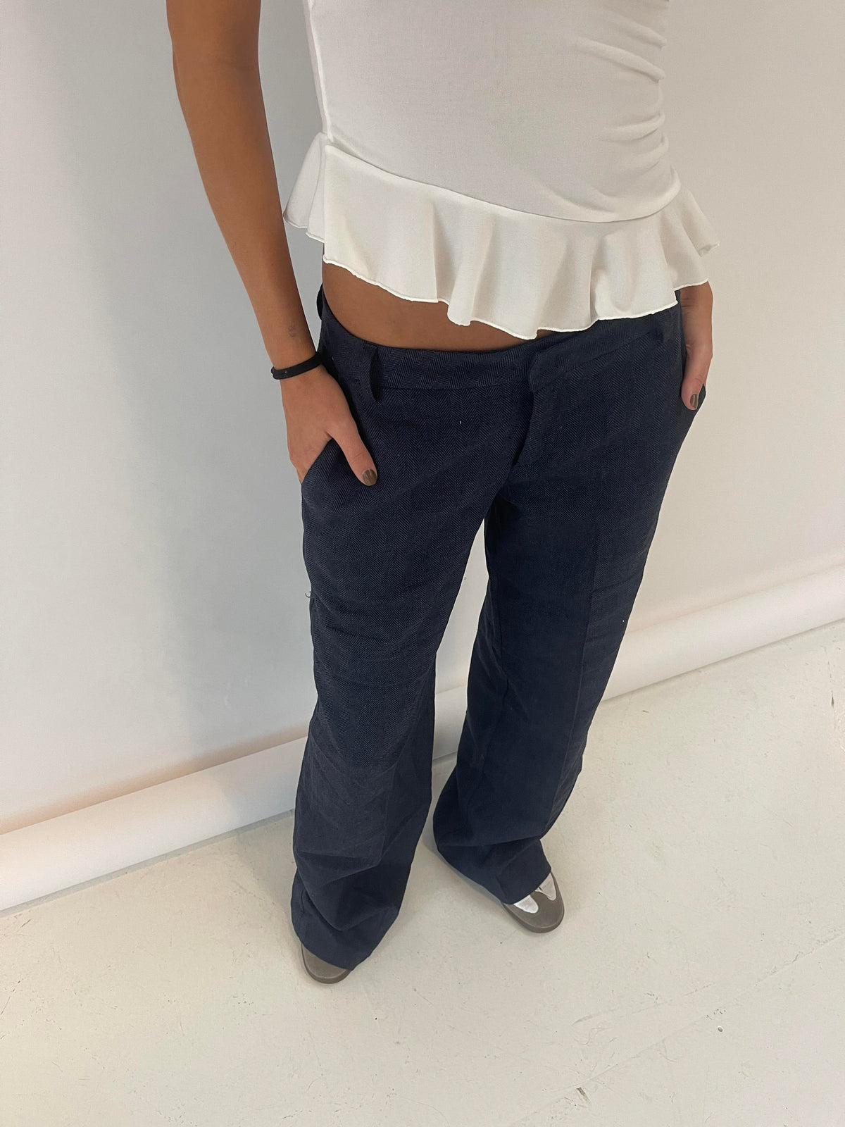 Herringbone pants - Navy