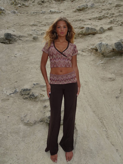 Cosimana pants with glitter waistband – Brown