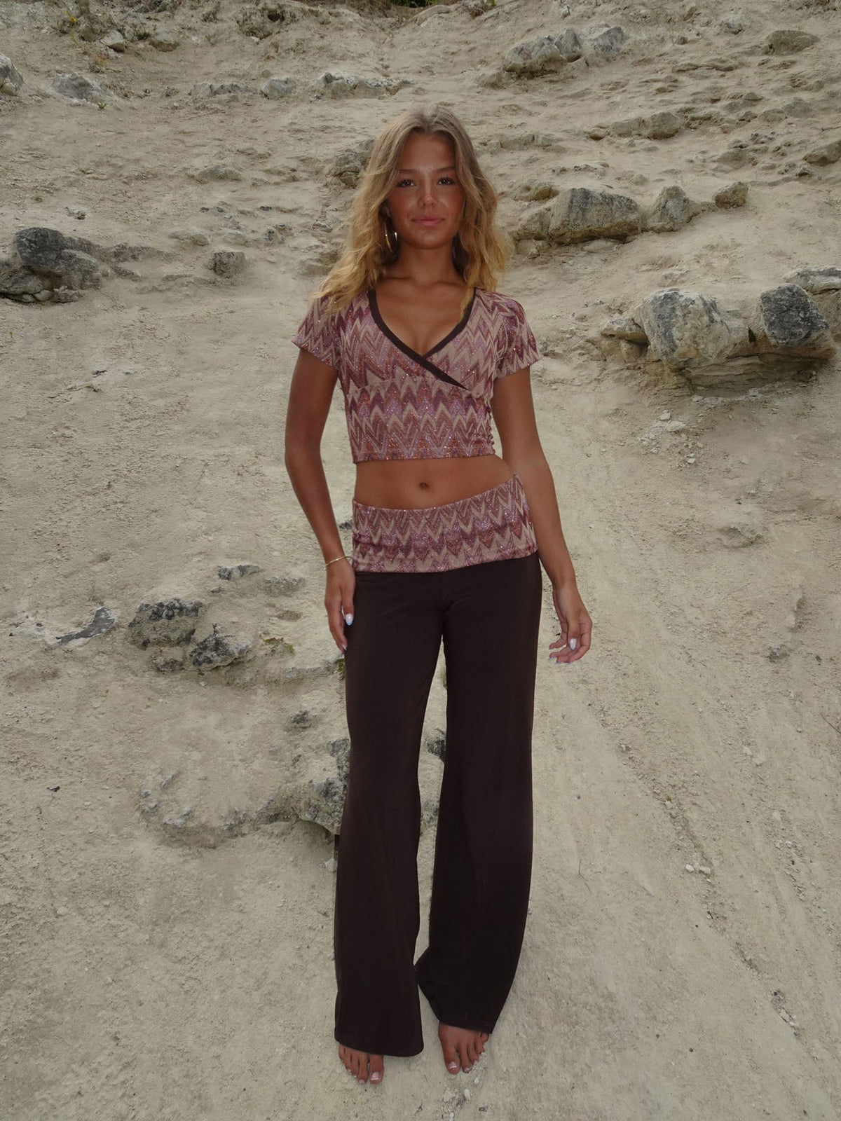 Cosimana pants with glitter waistband – Brown