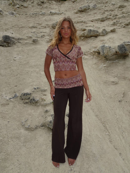 Cosimana pants with glitter waistband – Brown
