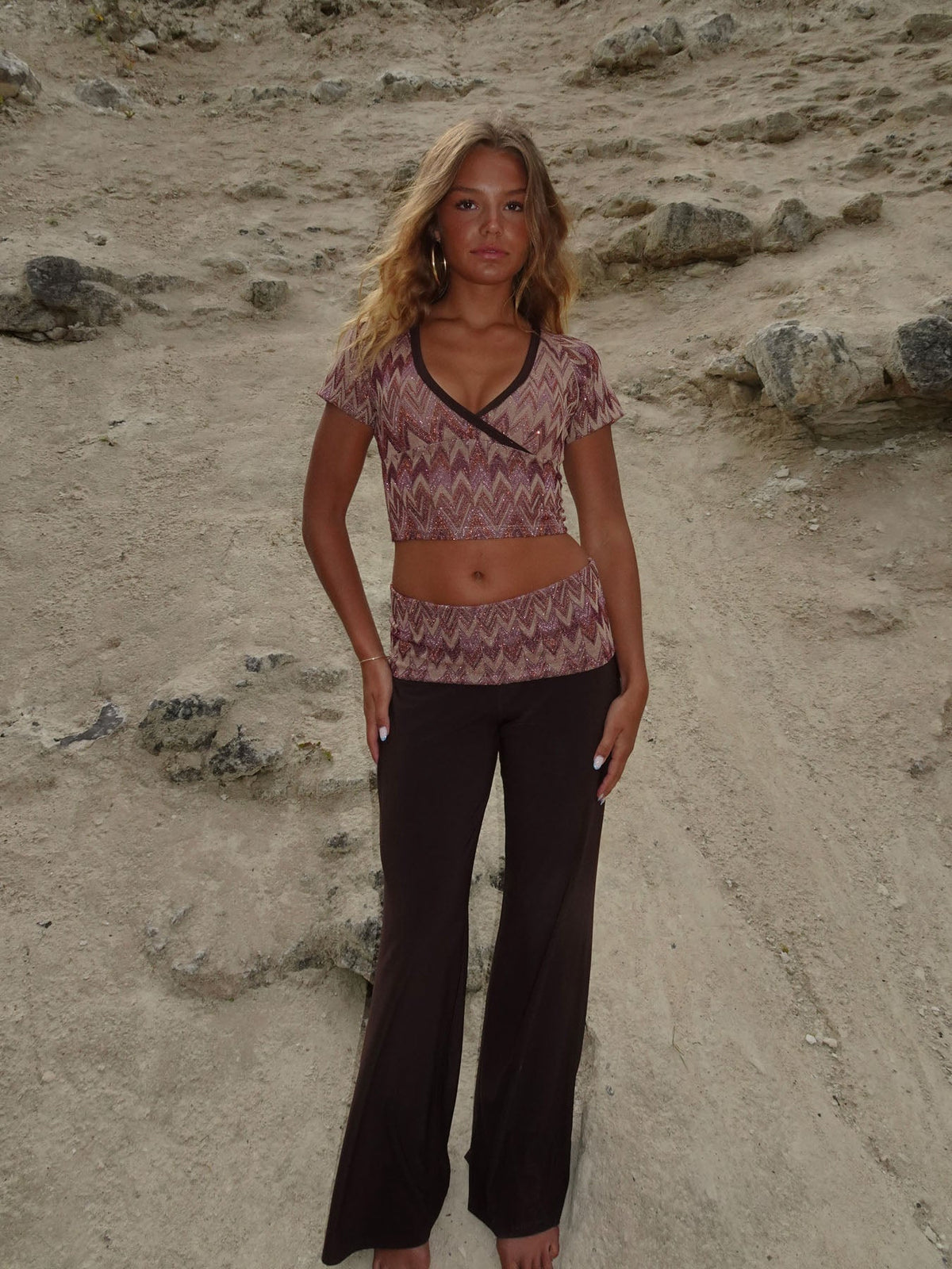 Cosimana pants with glitter waistband – Brown