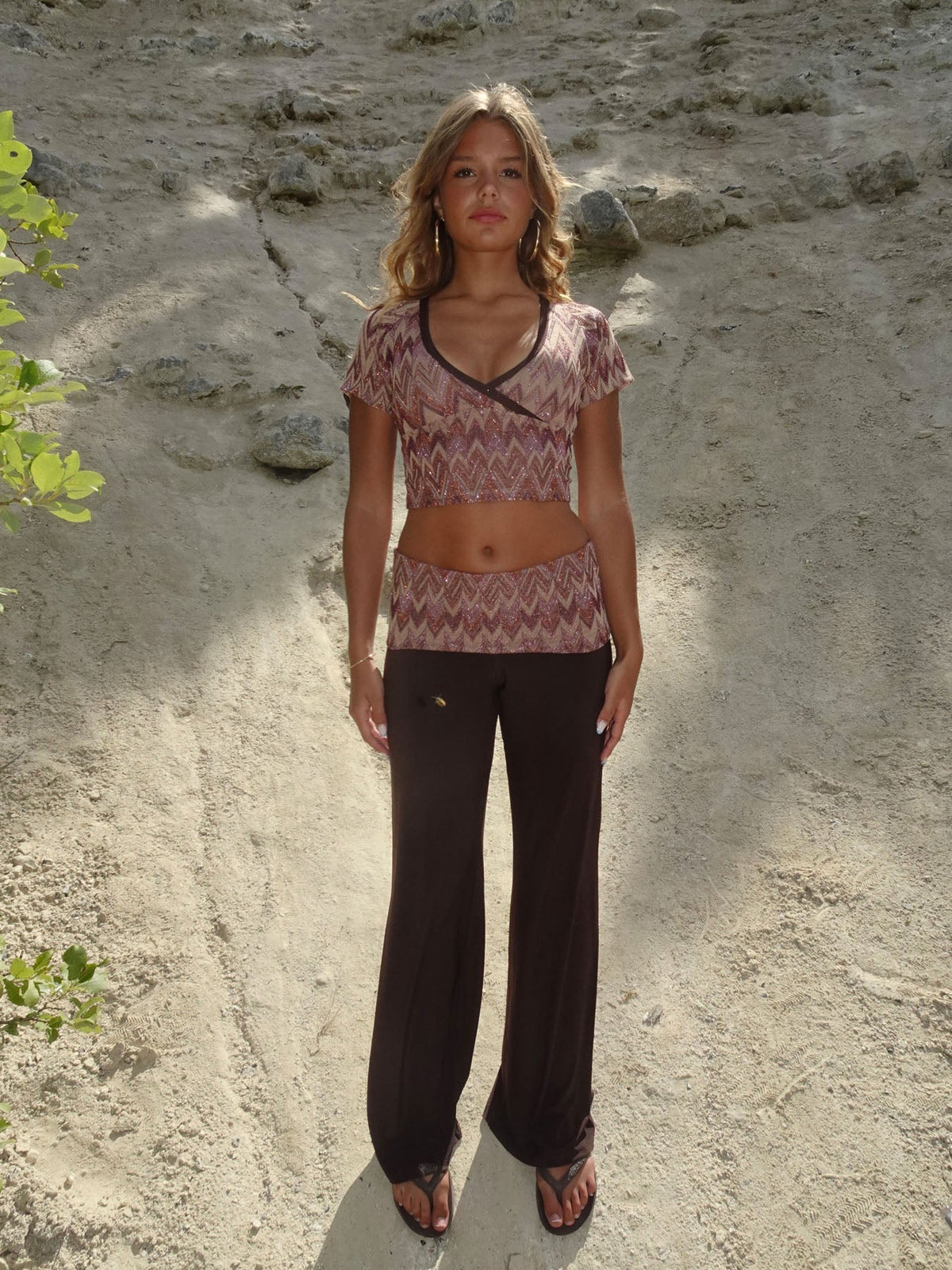 Cosimana pants with glitter waistband – Brown