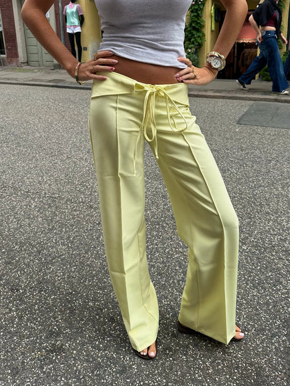 Nula suit pants with tie belt – Yellow