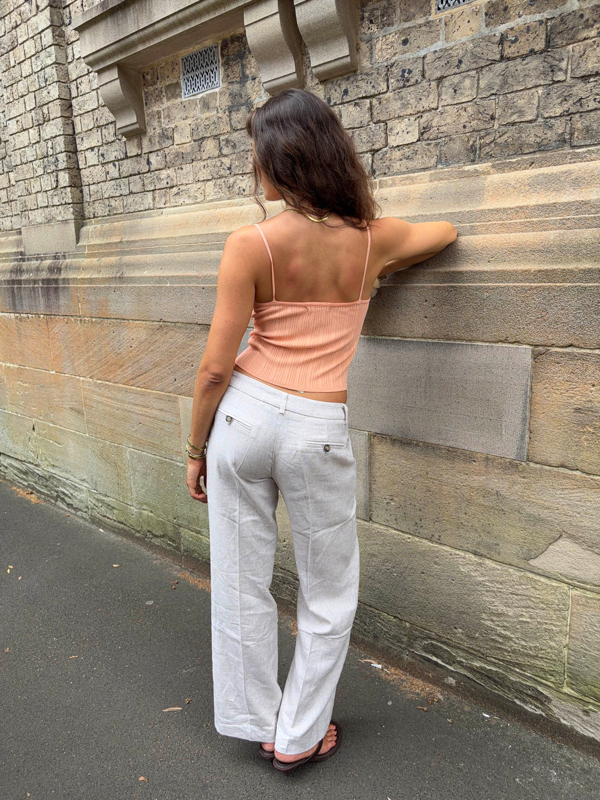 Herringbone pants - Beige/white