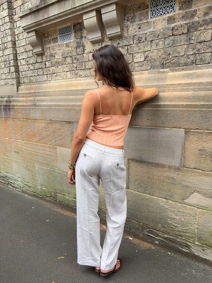 Herringbone pants - Beige/white