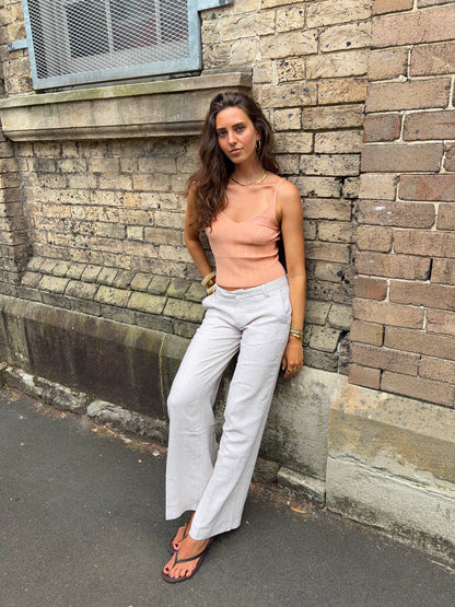 Herringbone pants - Beige/white