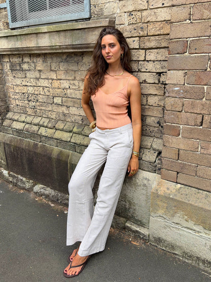 Herringbone pants - Beige/white