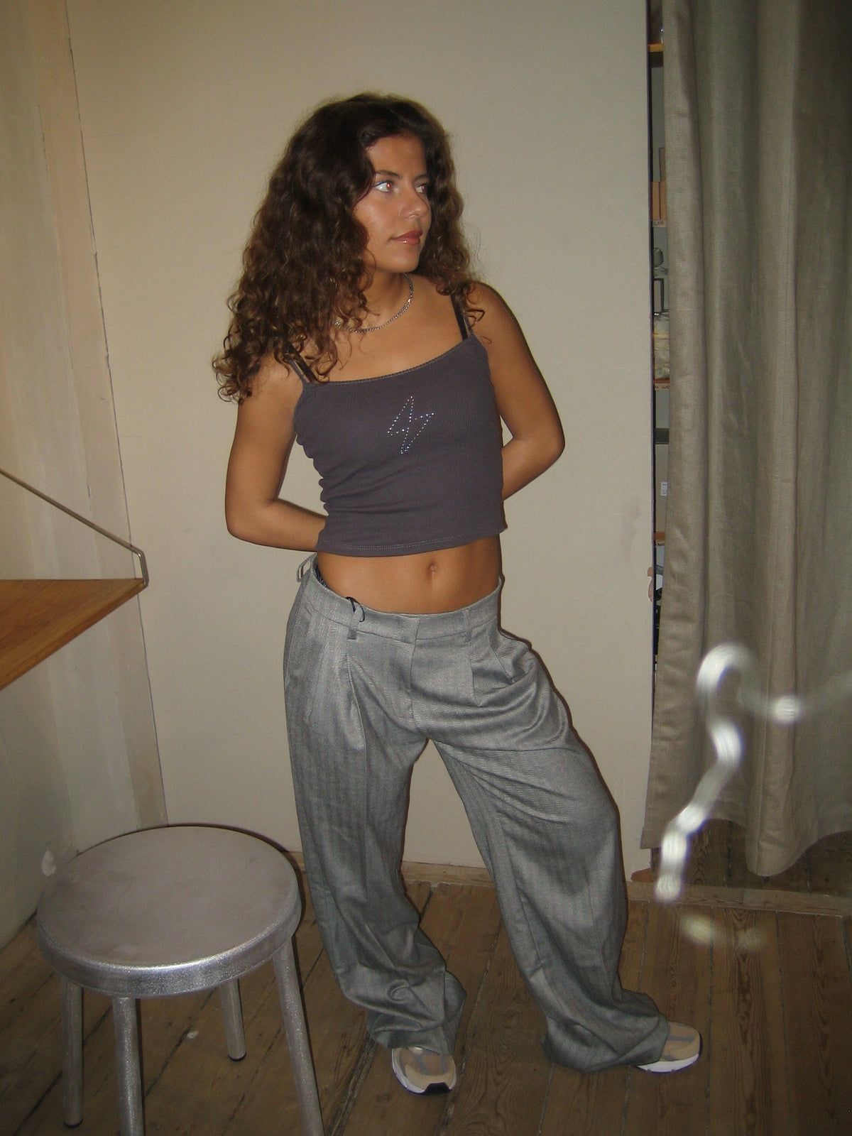 Ellen herringbone pants - Grey