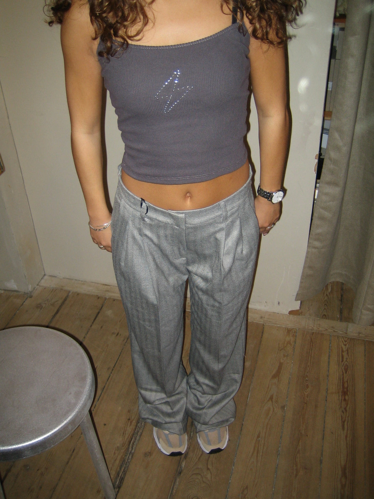 Ellen herringbone pants - Grey