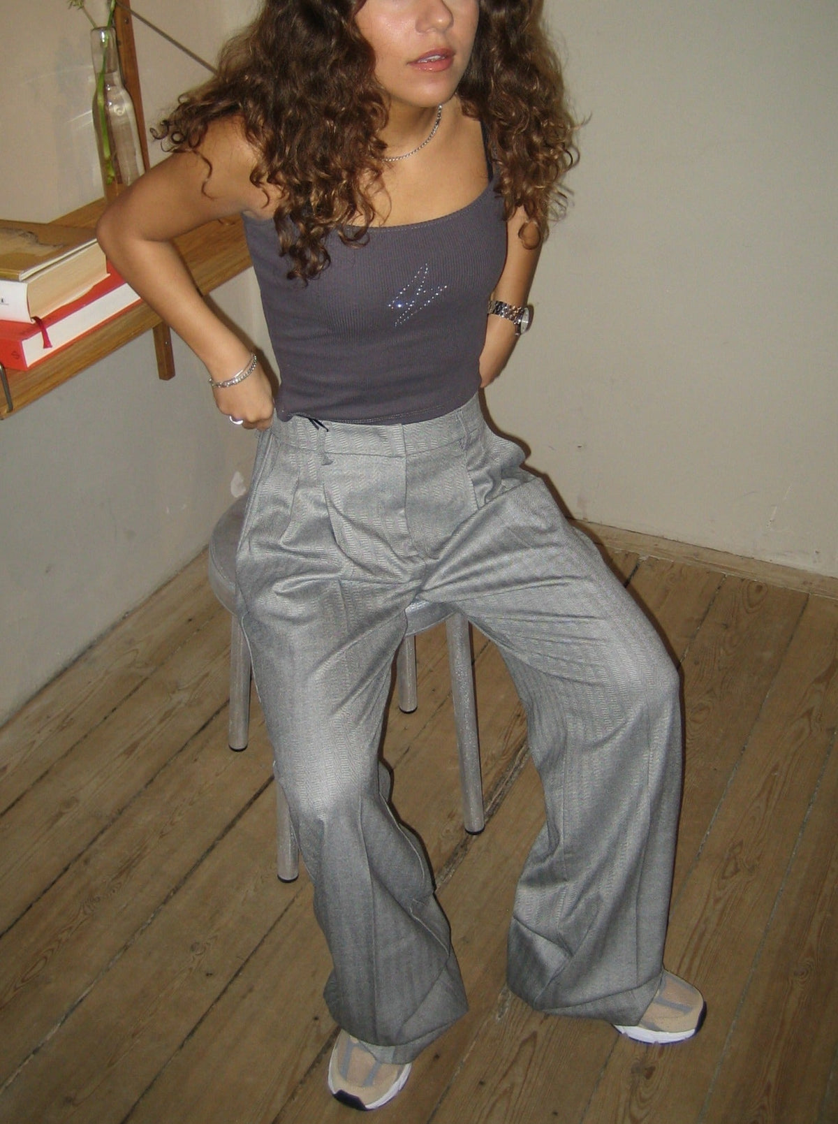 Ellen herringbone pants - Grey