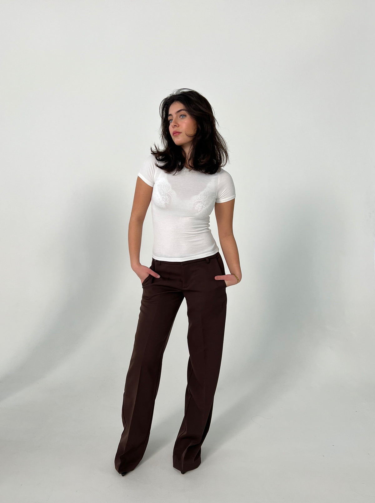 Britney low waisted suit pants - Brown
