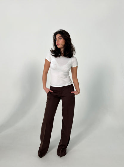 Britney low waisted suit pants - Brown