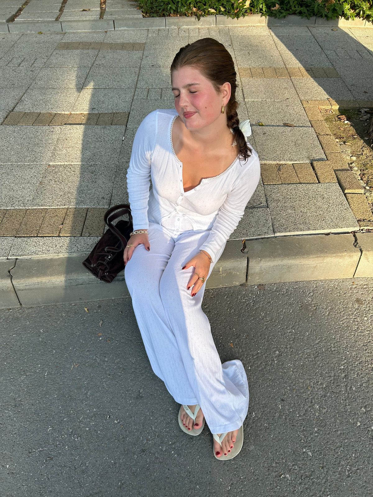 Kaya pointelle pants - White