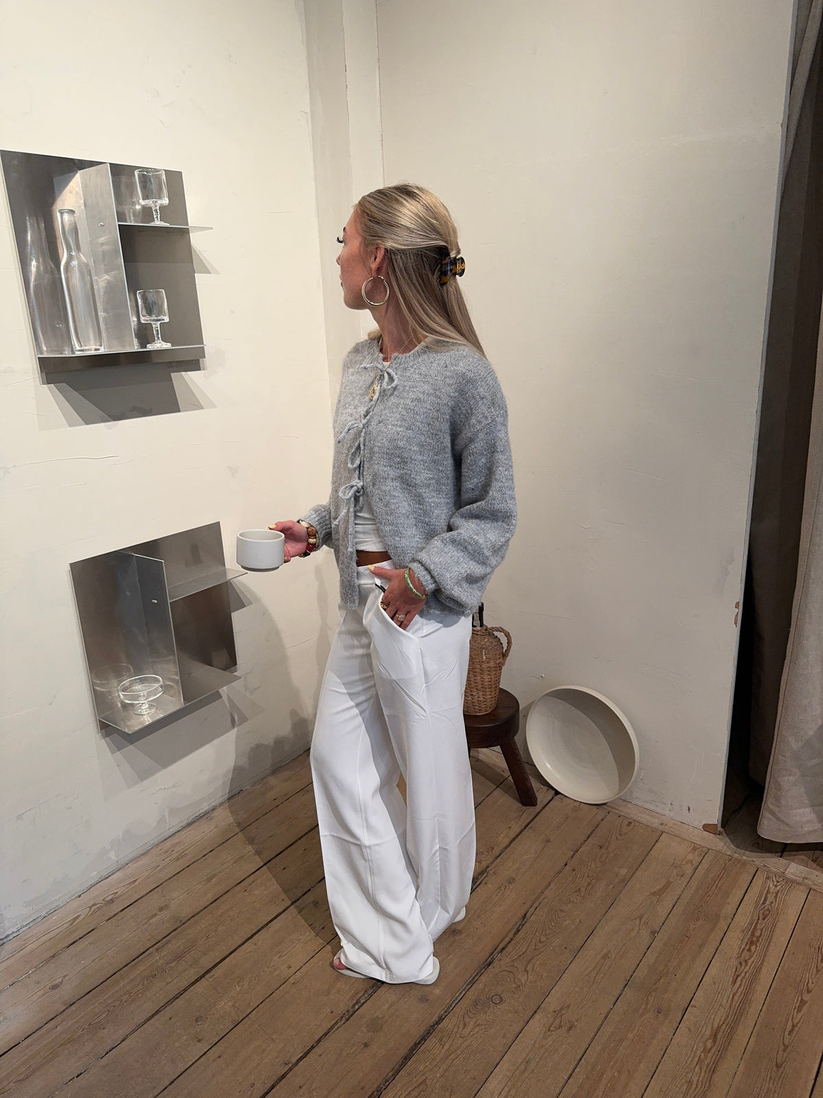 Britney low waisted suit pants - White