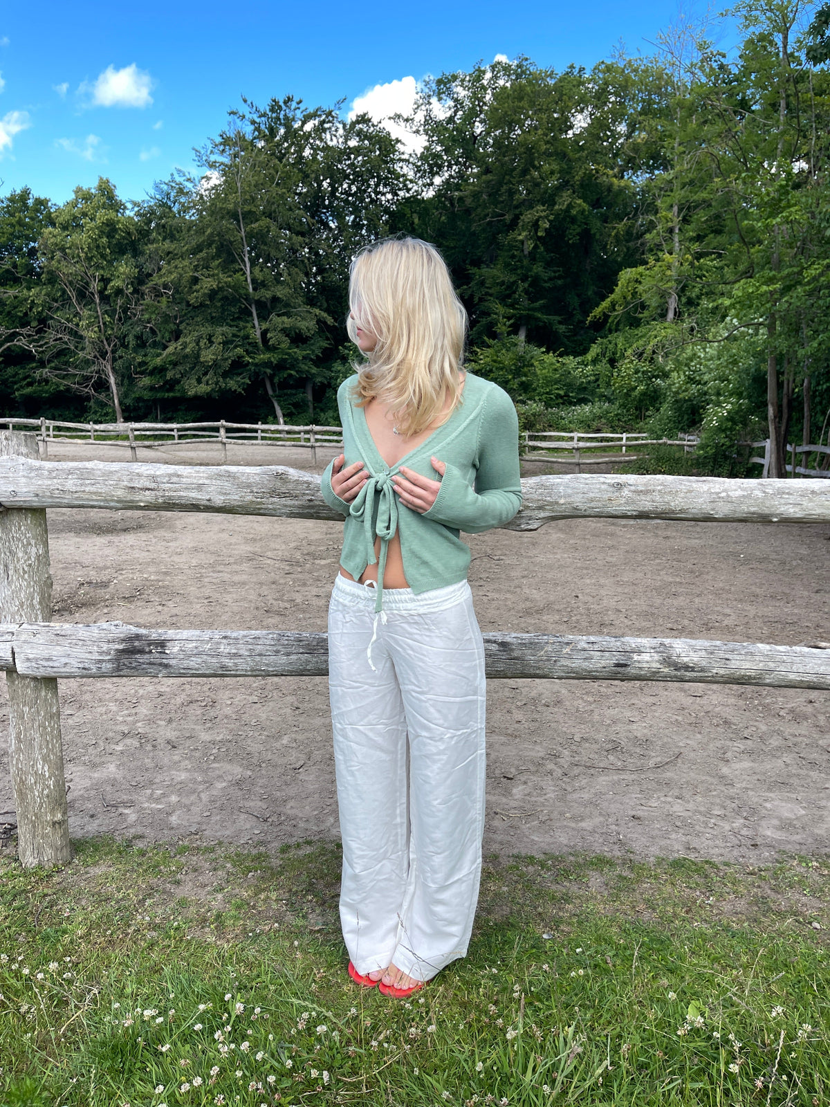 Katarina trousers in linen blend - Off white