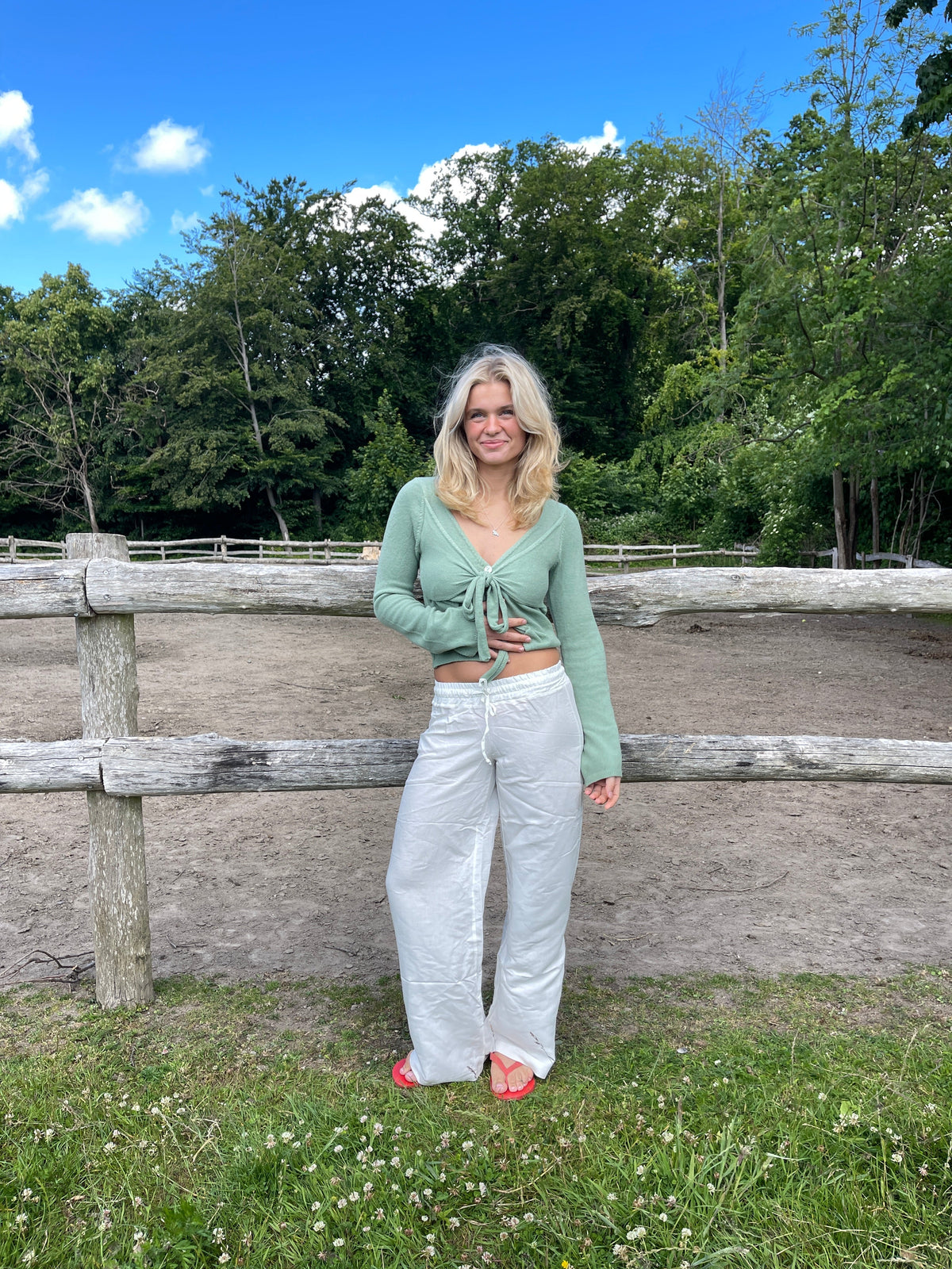 Katarina trousers in linen blend - Off white