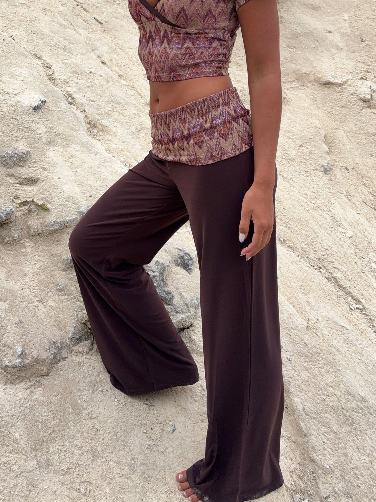 Cosimana pants with glitter waistband – Brown