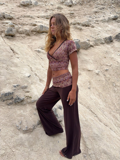 Cosimana pants with glitter waistband – Brown