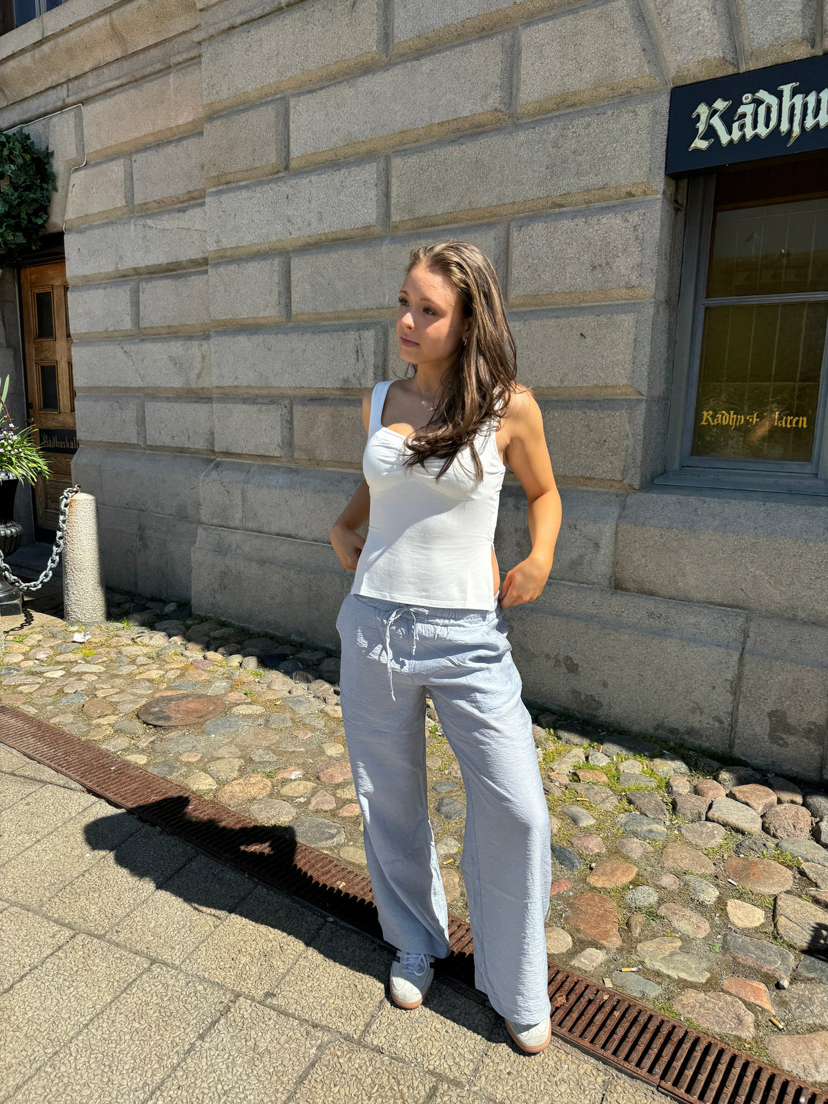 Anila pants with stripes - Blue/white