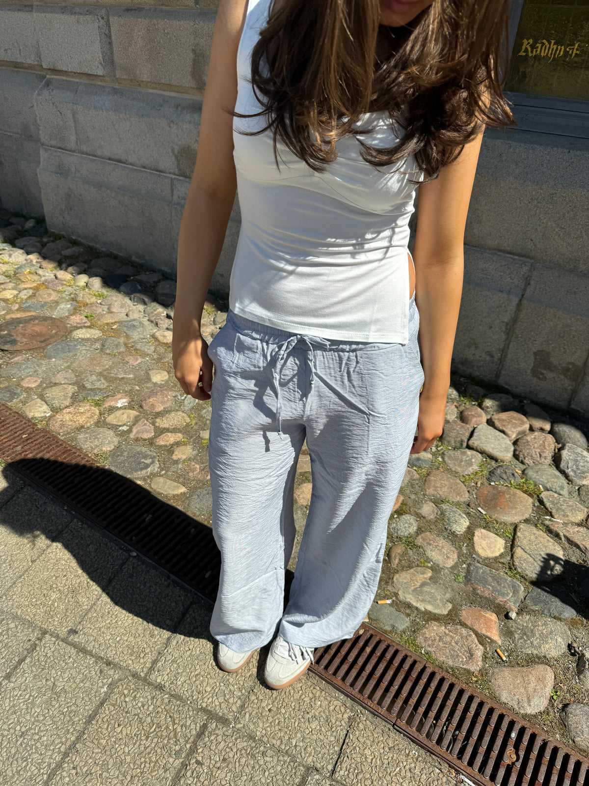 Anila pants with stripes - Blue/white