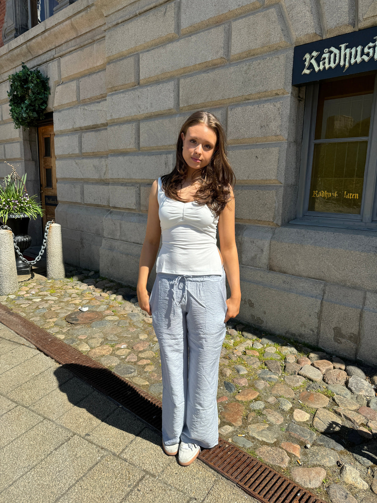 Anila pants with stripes - Blue/white