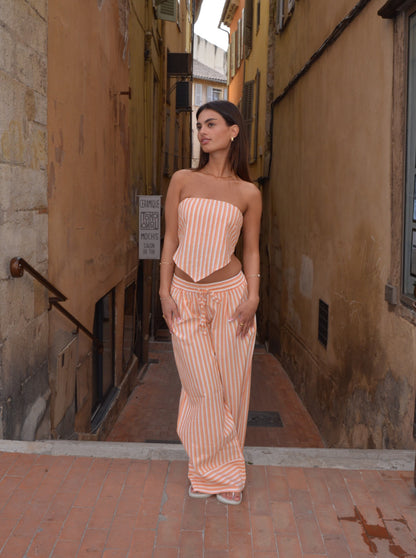 Aura striped trousers - Orange/white