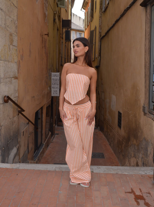 Aura striped trousers - Orange/white