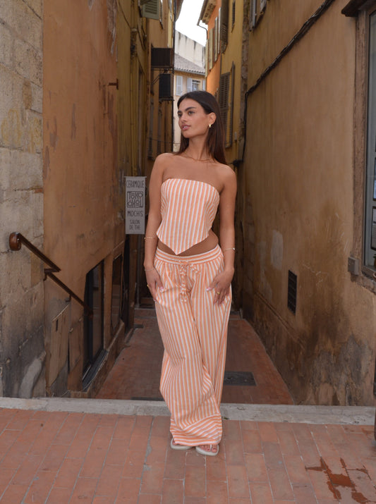 Aura striped trousers - Orange/white