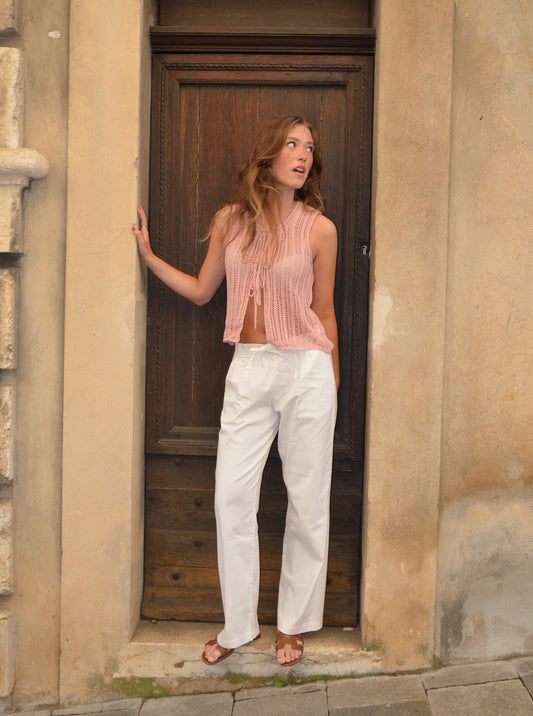 Anouk trousers with ties - White