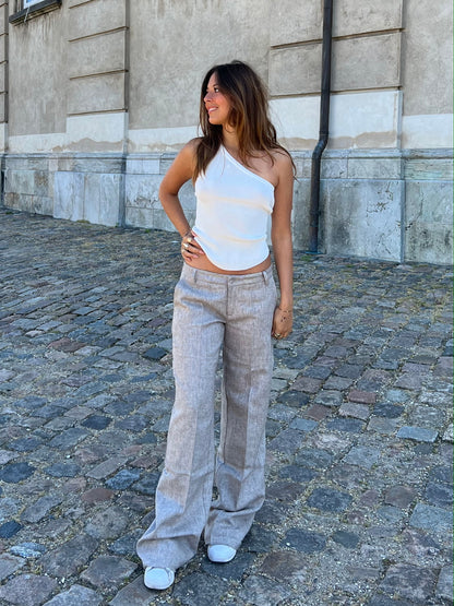 Herringbone pants - Brown/white