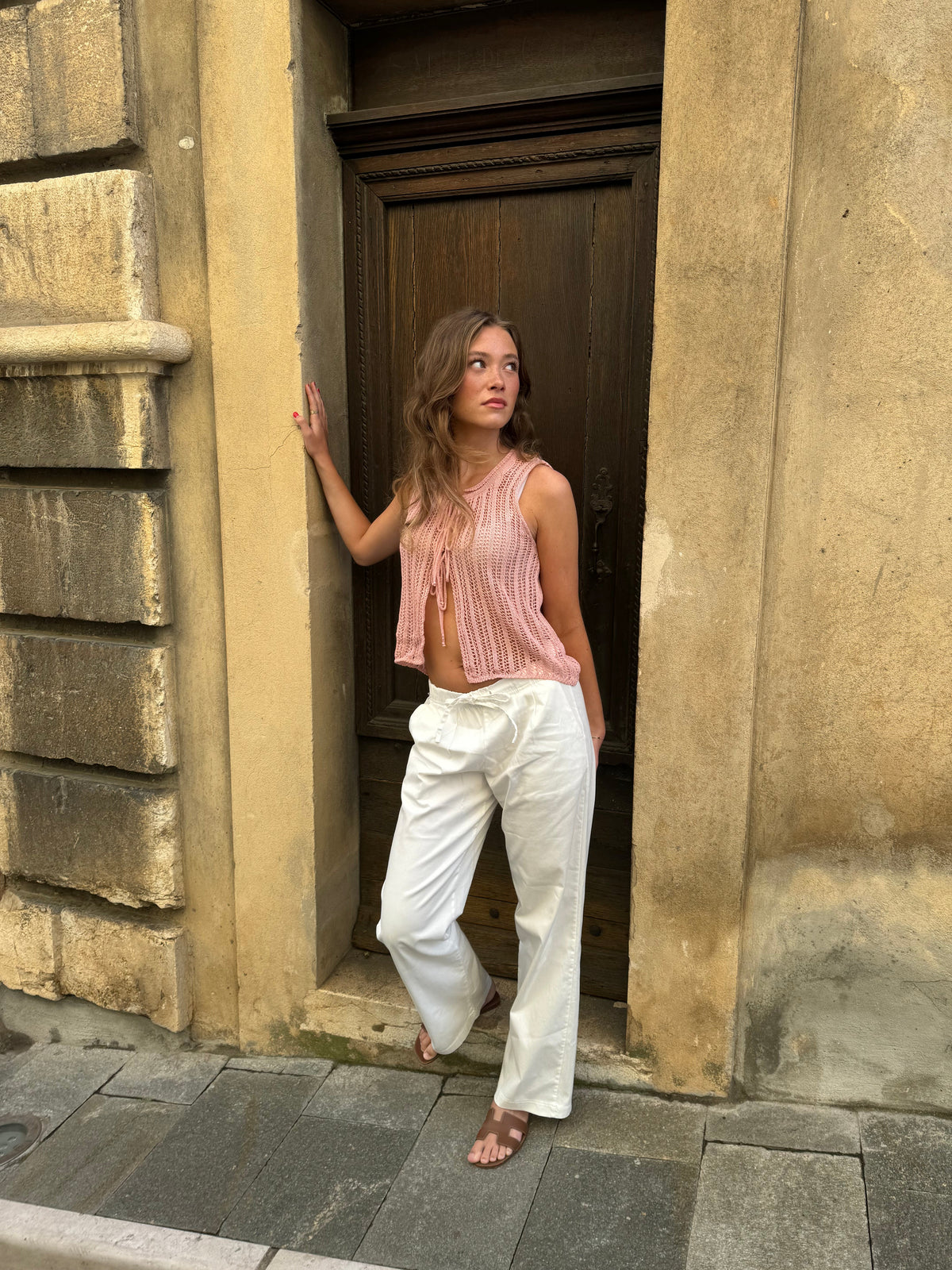 Anouk trousers with ties - White