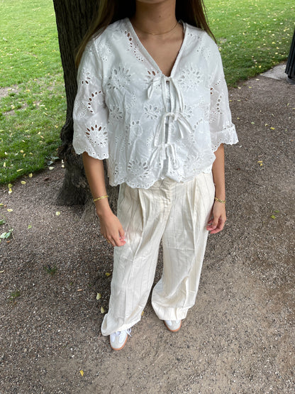 Birna trousers in linen blend - Cream