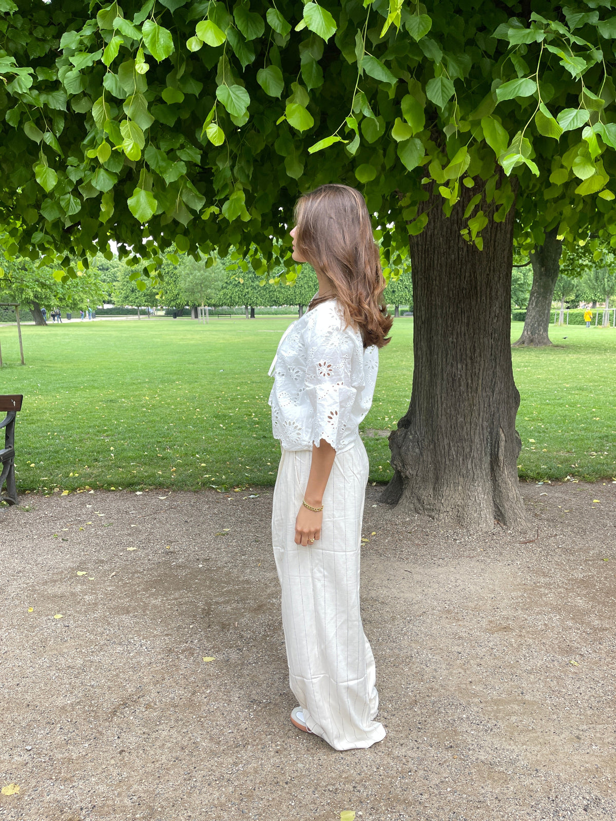 Birna trousers in linen blend - Cream