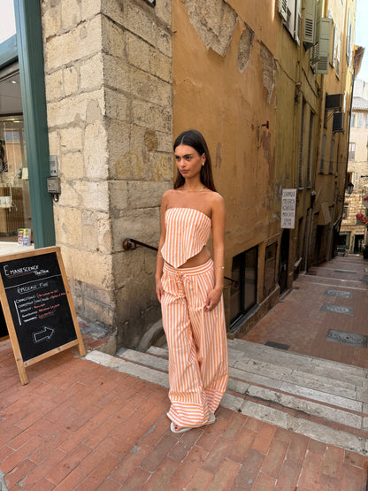 Aura striped trousers - Orange/white