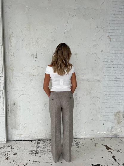 Herringbone pants - Brown/white