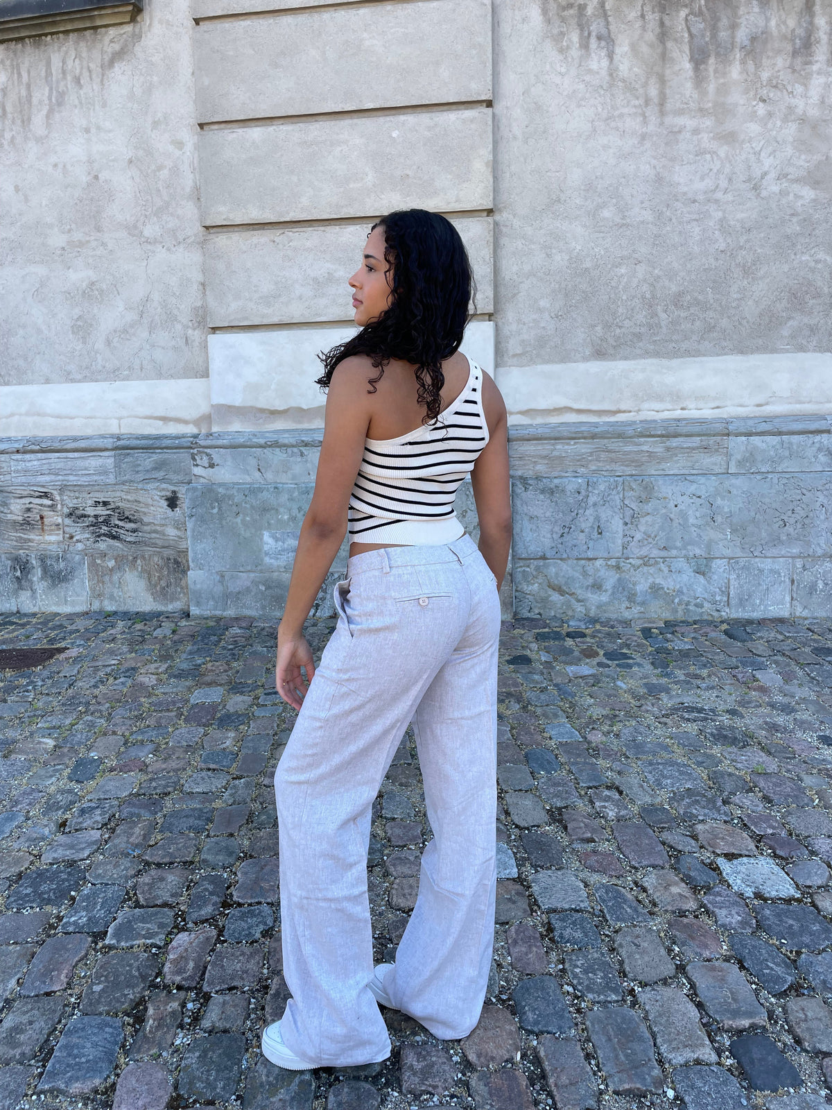 Herringbone pants - Beige/white