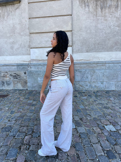 Herringbone pants - Beige/white