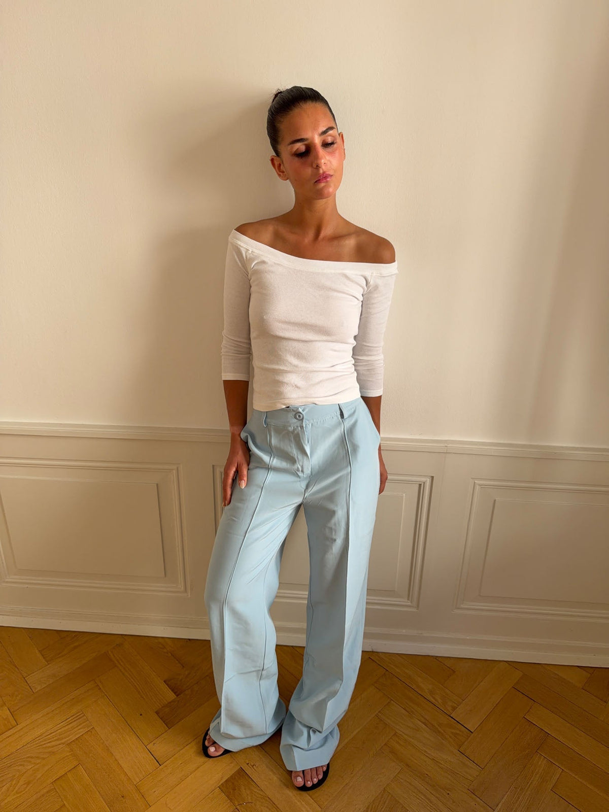 Classic wide pants baby blue