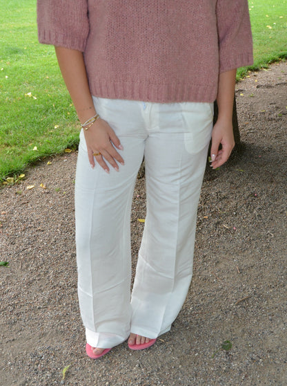 Helena low-rise trousers in linen blend - White